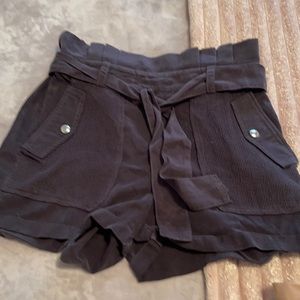 Dark grey paper bag shorts
